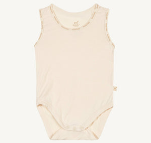 Chalk sleeveless Baby Bodysuit.